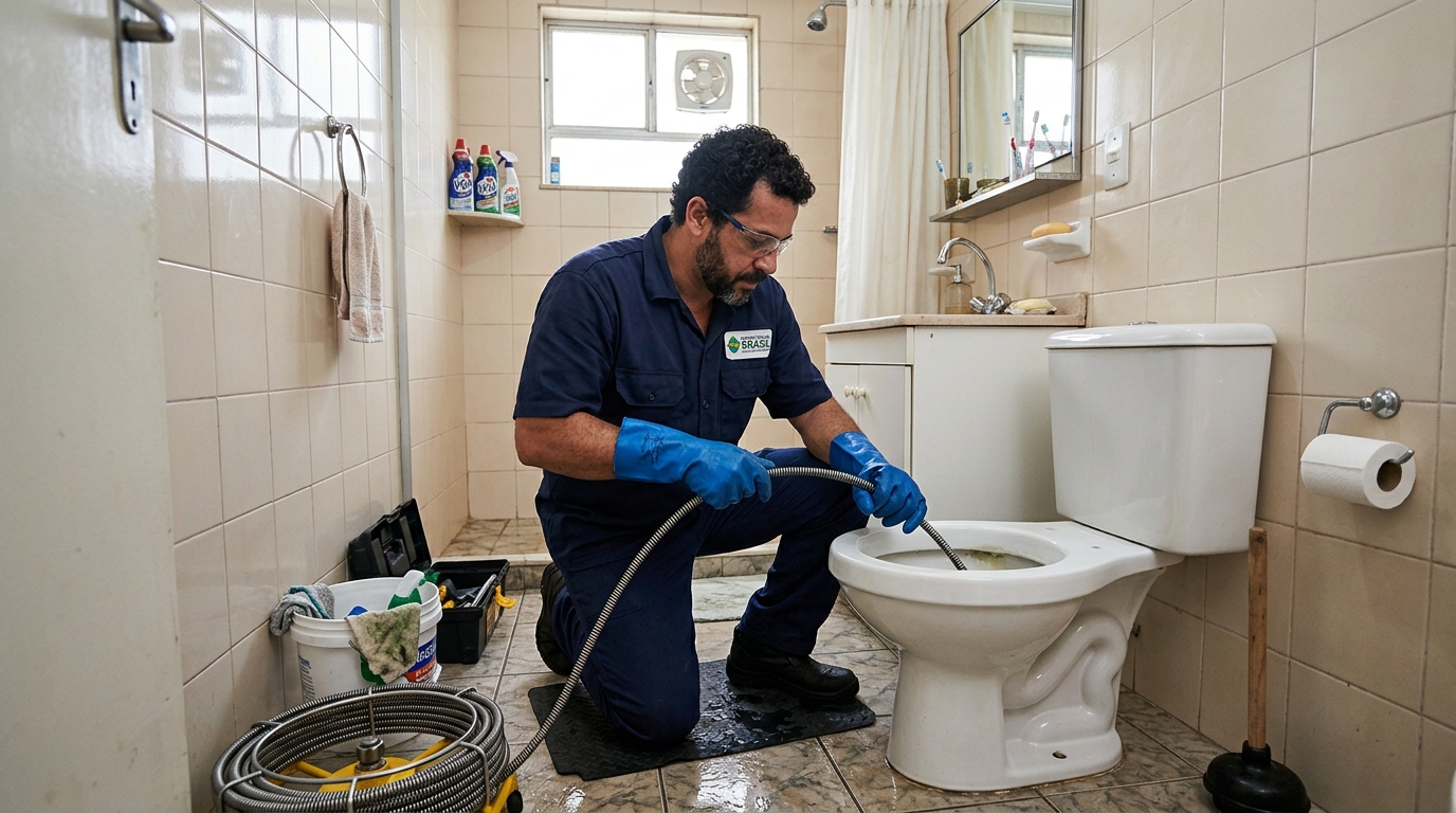 Desentupimento de vaso com equipamento em Florianópolis-SC